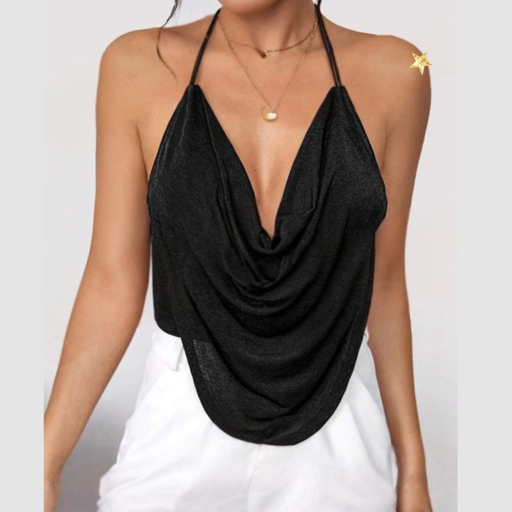 Luxe cowl neck halter top
